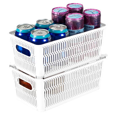 Simplify 2 Pack Slide 2 Stack It Small Storage Tote Baskets in White