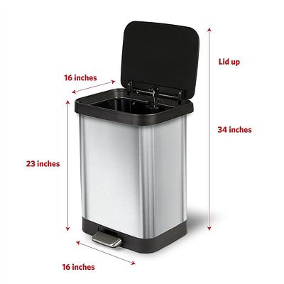 Glad 13 Gal. Pewter Stainless Steel Step-on Kitchen Trash Can w