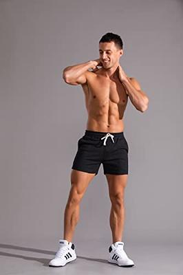 TENJOY Men's 2 in 1 Running Shorts 5 Gym Athletic Quick Dry