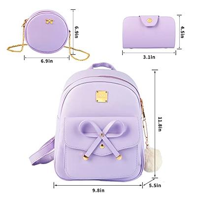 Aogist Girls Mini Leather Backpack Purse 3 Pieces Set Bowknot Small Backpack Cute Casual Travel Daypacks Purple, Women's, Size: Medium