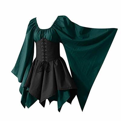  Women's Plus Size Victorian Dress Flare Sleeve Ruffle