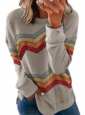 Biucly Womens Casual Fashion Crewneck Sweatshirt Loose Striped Printed Long  Sleeve Tee Shirts Lightweight Oversized Sweatshirts Color Block Pullover Tops  Shirt,US 12-14(L),Grey - Yahoo Shopping