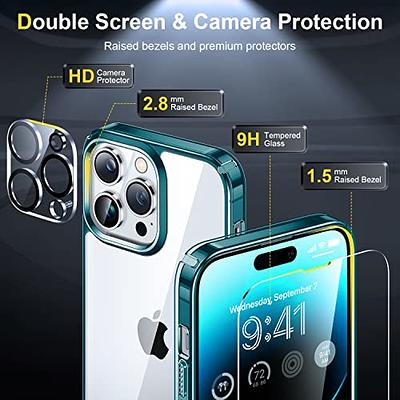 TAURI 5 in 1 for iPhone 15 Pro Max Case Crystal Clear, [Not-Yellowing &  Military Drop Defense] with 2X Tempered Glass Screen Protector + 2X Camera