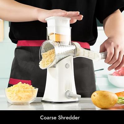 Stainless Steel Rotary Food Grater Handheld Vegetable Shredder Machine with  5 Drum Blades for Potato, Onion, Cucumber and Carrot