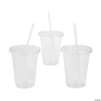 Clear Plastic Cups with Lids & Straws - 24 Pc. - Yahoo Shopping