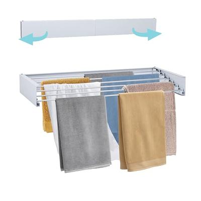 Cloth Drying Rack Space Saving Retractable Wall Mount Folding