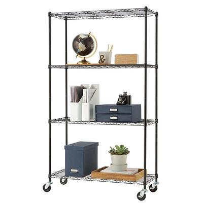 TRINITY EcoStorage 5-Tier Wire Shelving Rack with Wheels , 36 x