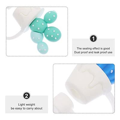 5pcs Anti Dust Straw Cover Cap Daisy Cute Silicone Straw Topper