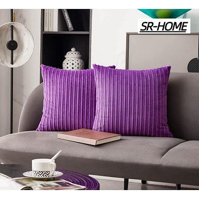 Soft Corduroy Corn Striped Velvet Series Decorative Throw Pillow