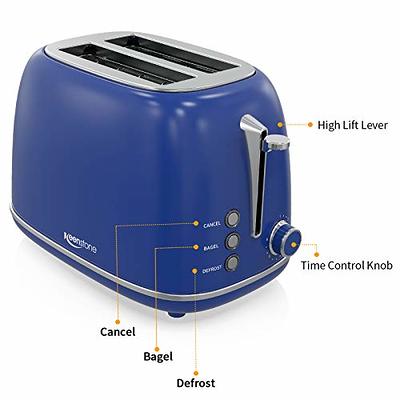 Toaster 2 Slice Keenstone Retro Stainless Steel Toaster with Bagel, Cancel,  Defrost Function, Extra Wide Slot Toaster with High Lift Lever, 6 Shade  Settings, Removal Crumb Tray, Dark Blue - Yahoo Shopping