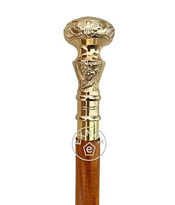 Walking Stick Brass Handle Wooden Victorian Foldable Cane