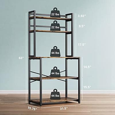 Denkee 5-Tier Bakers Rack for Kitchen with Storage, Industrial Microwave  Stand Oven Shelf, Free Standing Kitchen Storage Shelf Rack (23.62 L x 15.75  W