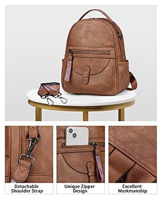 FADEON Leather Laptop Backpack Purse for Women Laptop Backpacks, Designer  Mutiple Pockets Ladies Shoulder Bags Brown