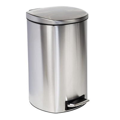 Mainstays 7.9 Gallon Trash Can. Plastic Round Step Kitchen Trash Can, Silver