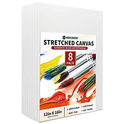  Zingarts Black Canvas,12x16 Inch 6-Pack, 100% Cotton Primed  Acid-Free Stretched Black canvases for Painting, Art Supplies for Acrylic  Pouring, Oil Painting and Watercolor Paints