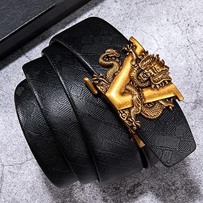 CEXIKA Gold Silver Alloy Anchor Automatic Buckle Belts for Men Lychee  Pattern Black High Quality Black Belt Strap for Men Jeans