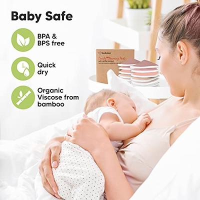 Organic Bamboo Nursing Breast Pads - 14 Washable Pads + Wash Bag - Breastfeeding Nipple Pad for Maternity - Reusable Nipplecovers for Breast Feeding (