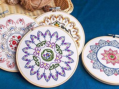 3pcs Adult Hand Embroidery Kit for Beginners,Include Embroidery Clothes  with Pattern,3pcs Embroidery Hoops and Instructions, Scissors,Cross Stitch  Set