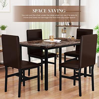 AWQM Faux Black Marble Dining Table with 4 Upholstered Chairs, 5-Piece  Dining Room Table Set for Small Space, Breakfast Table Bar Table and Chairs  Set