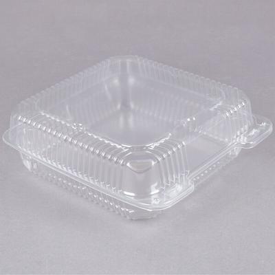 Durable Packaging PXT-600 6 x 6 x 3 Clear Hinged Lid Plastic Container -  125/Pack