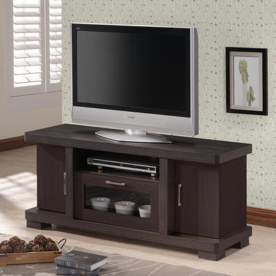 Baxton Studio Viveka 70 Inch Dark Brown Wood TV Cabinet with 2