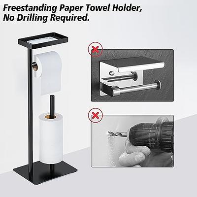 Black Freestanding Toilet Paper Holder Stand with Shelf