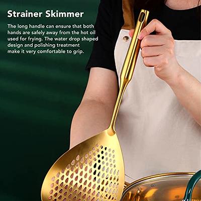 Extra Large Kitchen Strainer Skimmer With Sturdy Wood Handle - 304