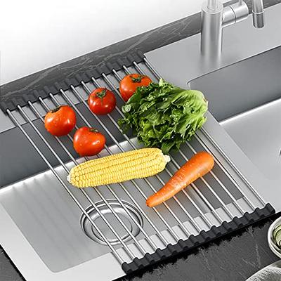 Roll Up Dish Drying Rack, Roll Over The Sink Dish Drying Rack Kitchen  Rolling Dish Drainer, Foldable Sink Rack Mat Stainless Steel Wire Dish  Drying