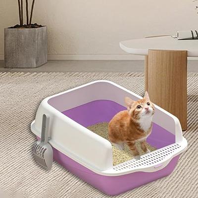 YUEPET 2 Sets Stainless Steel Cat Litter Box with High Sides, Durable Metal Cat  Litter Basin