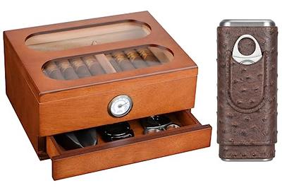 Flauno Cigar Travel Humidor Case, Leather Cigar Case with Cedar