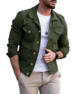 Full Sleeve Casual Wear Mens Olive Green Denim Jacket, Size: M-XL