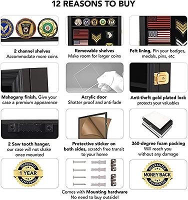 Military Pin Display Case Cabinet wall Shadow Box for Medal