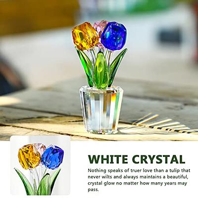 H&D HYALINE & DORA Rose Flower Gifts for Mom,Crystal Blue Flower Rose  Gift,Glass Rose Flower Gift for Valentine's Day Mother's Day Christmas