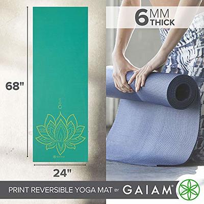 Gaiam Yoga Mat - Premium 6mm Print Reversible Extra Thick Non Slip Exercise  & Fitness Mat for All Types of Yoga, Pilates & Floor Workouts (68 x 24 x