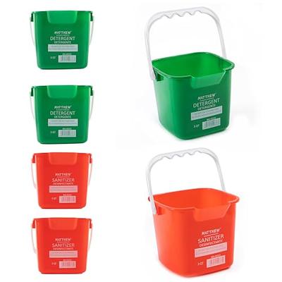 Matthew Red&Green&Blue Detergent and Sanitizing Cleaning Bucket 6 Quart  Cleaning Pail,Set of 3 Square Containers,Built-In Spout w/Handle,Wash Rinse