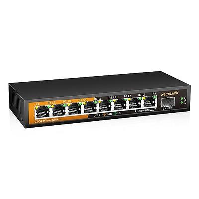 6 Port 2.5G Umanaged Ethernet Switch, 4 x 2.5G Base-T Ports, 2 x 10G SFP,  Compatible with 100/1000/2500Mbps, Metal Fanless, Desktop/Wall Mount  YuanLey 2.5Gbe Network Switch for Wireless AP, NAS, PC