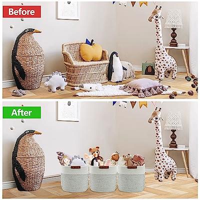 Storage Baskets for Shelves, Cotton Rope Woven Basket With Handles for  Organizing, 3-Pack 15x11x9.5 Decorative Towel Baskets for Shelves  Organizer