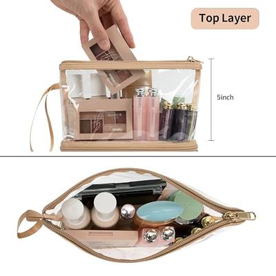 SOIDRAM Makeup Bag Checkered Cosmetic Bag Brown Makeup Pouch 1Pcs Large  Capacity Makeup Bags and 1Pcs Makeup Brushes Storage Bag Travel Toiletry  Bag Organizer - Yahoo Shopping