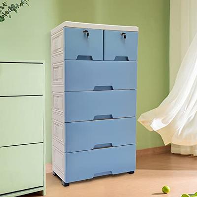 Plastic Storage Drawers, 5 Layers 6 Drawer Dresser Clothes Storage Plastic  Closet Cabinet Organizer Container with 4 Wheel for Tower Home Office