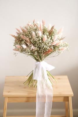 Pink Bunny Tails & Dried Gypsophila Wedding Bouquet/ Bridal  Bouquet/Bridesmaids Gift/ Lagurus/Babies Breath Bouquet - Yahoo Shopping