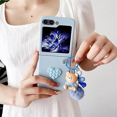 Funda para Samsung Galaxy Z Flip 5, funda de teléfono Flip 5, lindo corazón  de amor con dije de teléfono de muñeca, parte trasera de policarbonato