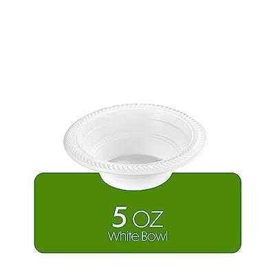 Plasticpro 100 Pcs White Plastic Bowls 5 oz Premium Quality Light Weight Dishes Disposable Small Plastic Bowls for Dessert Appetizers Soups for