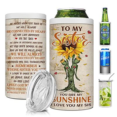 4 in 1 Skinny Can Cooler for Slim Bottle & Hard Seltzer, Sisters Gifts from  Sister, Sunflower Insulated Stainless Steel Tumbler with Lid, Non-slip,  Doucle-Walled Vacuum, Leak Proof Cool Drink Holder 