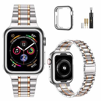 MioHHR Slim Metal Bands Compatible with Apple Watch Band Series 9/ 8/7(45mm 41mm),Series SE 6/5/4(40mm 44mm),Series 3/2 /1(38mm 42mm), Ultra 2 1