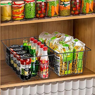 SANNO Large Wire Storage Baskets Freezer Baskets,Farmhouse Metal Wire  Basket Freezer Storage Organizer Wire Storage Basket for Kitchen Pantry