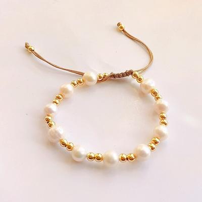 Plaited Rope Chain and Pearl Necklace in Gold