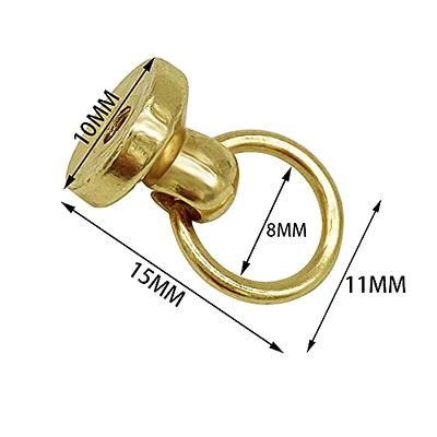 2pcs Brass Ball Studs Rivets O/D Ring for Leather Crossbody Purse Craft,Small