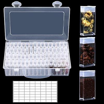 64 Grids Seed Storage Organizer Box, Plastic Transparent Seed Storage Box  Garden Seed Container with 64 Pcs Label Stickers & Tweezers, Portable Seed