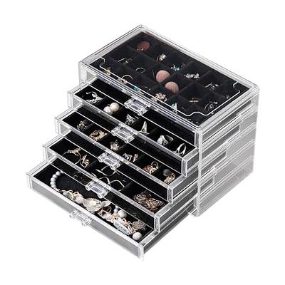 Frebeauty Rings/Earring Organizer Tray with Clear Lid,7 Slots Velvet Drawer  Insert Jewelry Storage Box Jewelry Display Case Store Showcase Jewelry Box