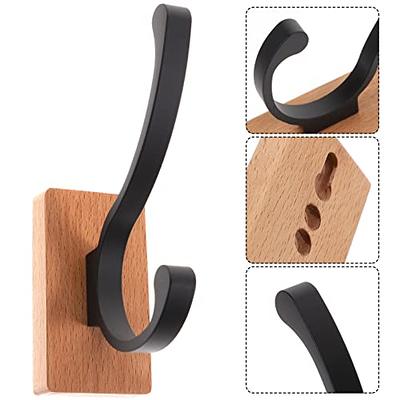 Housoutil 2pcs Towel Hook Rustic Wall Mount Hooks Wood Wall Hanger